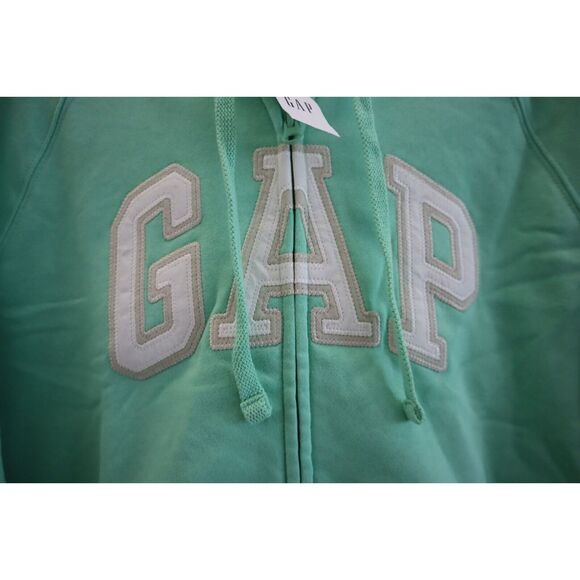GAP 870256-16 Women's Sz S Bright Aloe Global Green Logo Full Zip Fleece Hoodie - Picture 5 of 7